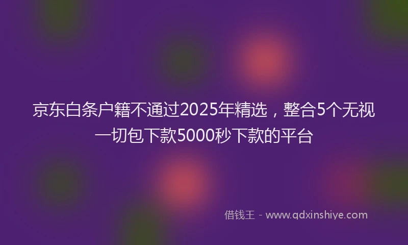 京东白条户籍不通过2025年精选，整合5个无视一切包下款5000秒下款的平台