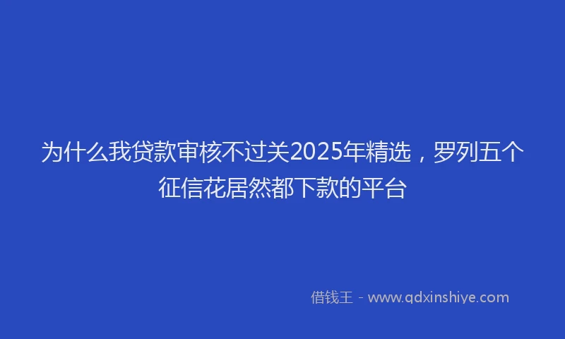 为什么我贷款审核不过关2025年精选，罗列五个征信花居然都下款的平台