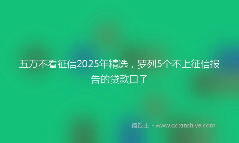 五万不看征信2025年精选，罗列5个不上征信报告的贷款口子