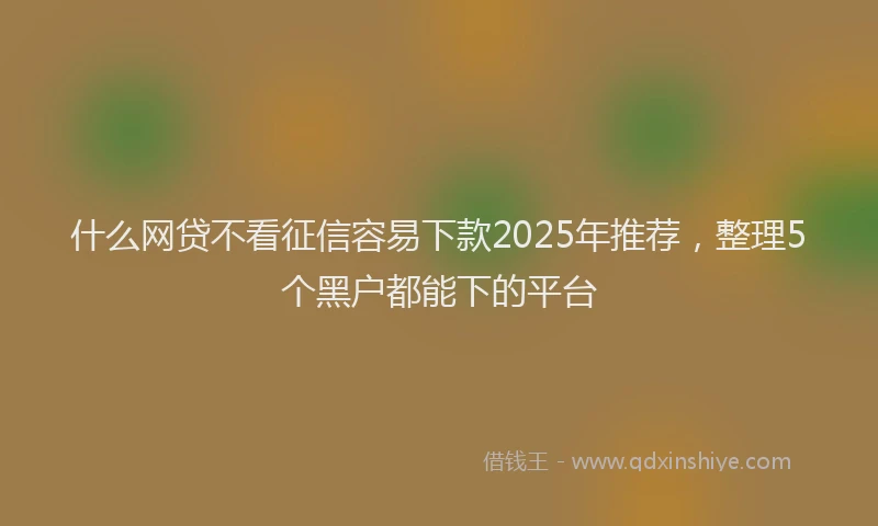 什么网贷不看征信容易下款2025年推荐，整理5个黑户都能下的平台