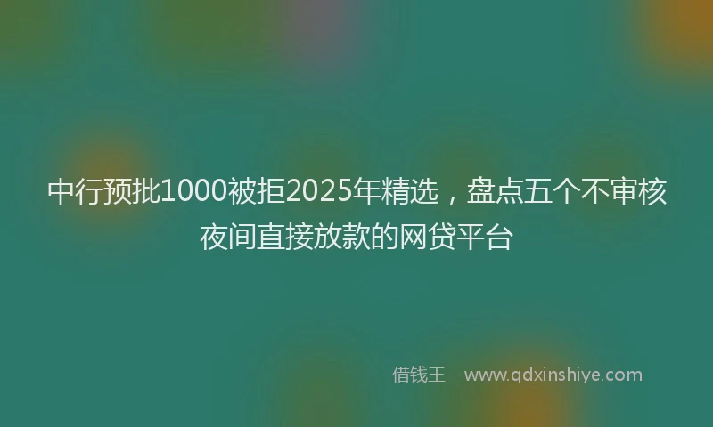中行预批1000被拒2025年精选，盘点五个不审核夜间直接放款的网贷平台