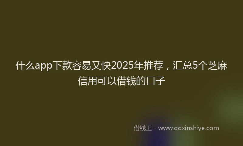 什么app下款容易又快2025年推荐，汇总5个芝麻信用可以借钱的口子
