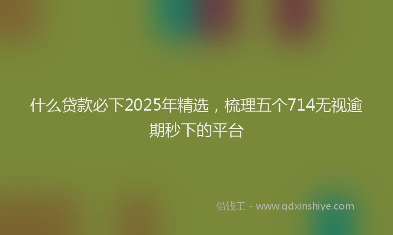 什么贷款必下2025年精选，梳理五个714无视逾期秒下的平台