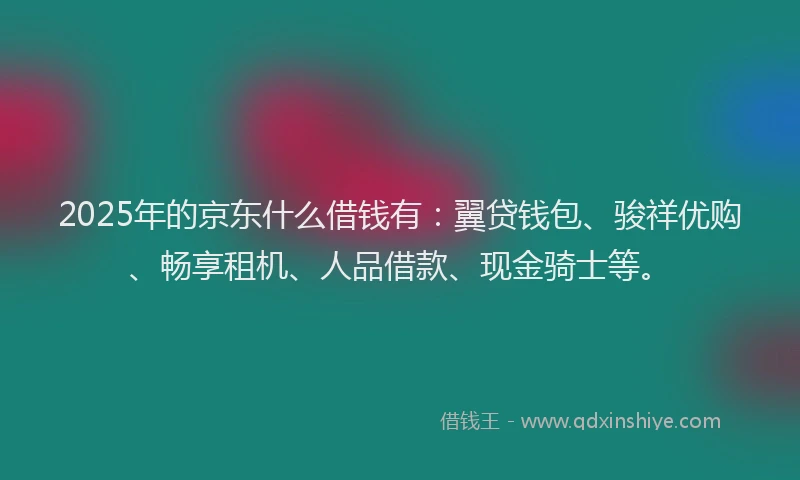 2025年的京东什么借钱有：翼贷钱包、骏祥优购、畅享租机、人品借款、现金骑士等。