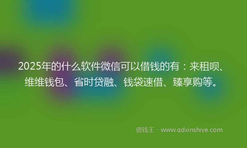 2025年的什么软件微信可以借钱的有：来租呗、维维钱包、省时贷融、钱袋速借、臻享购等。