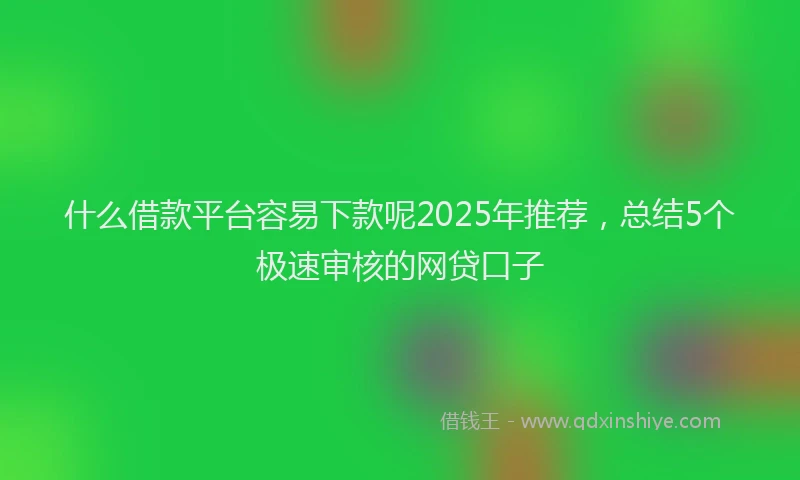 什么借款平台容易下款呢2025年推荐，总结5个极速审核的网贷口子