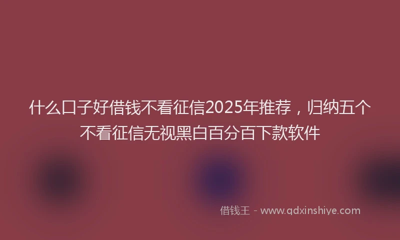 什么口子好借钱不看征信2025年推荐，归纳五个不看征信无视黑白百分百下款软件
