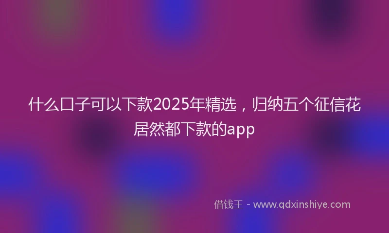什么口子可以下款2025年精选，归纳五个征信花居然都下款的app