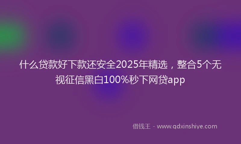 什么贷款好下款还安全2025年精选，整合5个无视征信黑白100%秒下网贷app