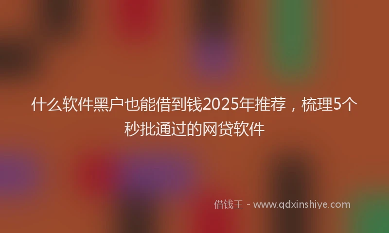 什么软件黑户也能借到钱2025年推荐，梳理5个秒批通过的网贷软件