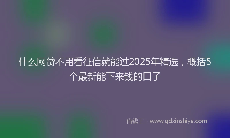 什么网贷不用看征信就能过2025年精选，概括5个最新能下来钱的口子