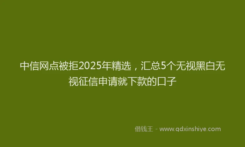 中信网点被拒2025年精选，汇总5个无视黑白无视征信申请就下款的口子