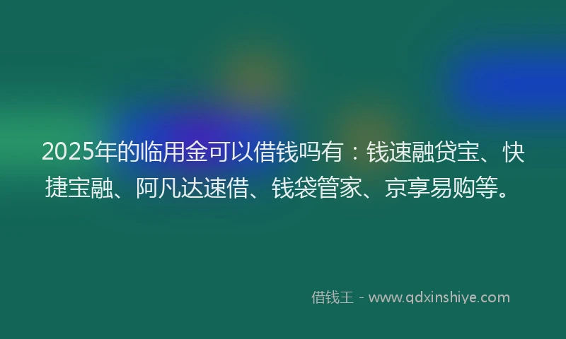 2025年的临用金可以借钱吗有：钱速融贷宝、快捷宝融、阿凡达速借、钱袋管家、京享易购等。