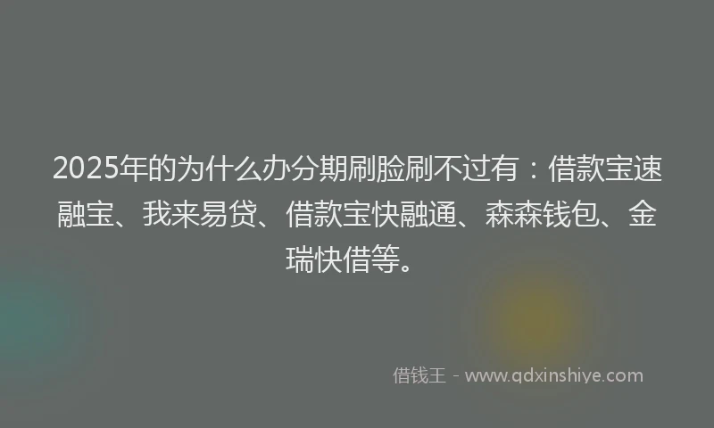 2025年的为什么办分期刷脸刷不过有：借款宝速融宝、我来易贷、借款宝快融通、森森钱包、金瑞快借等。