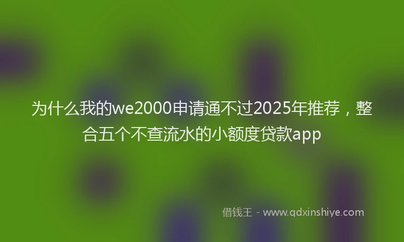 为什么我的we2000申请通不过2025年推荐，整合五个不查流水的小额度贷款app