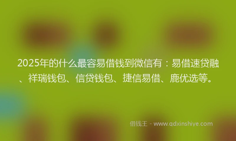 2025年的什么最容易借钱到微信有：易借速贷融、祥瑞钱包、信贷钱包、捷信易借、鹿优选等。