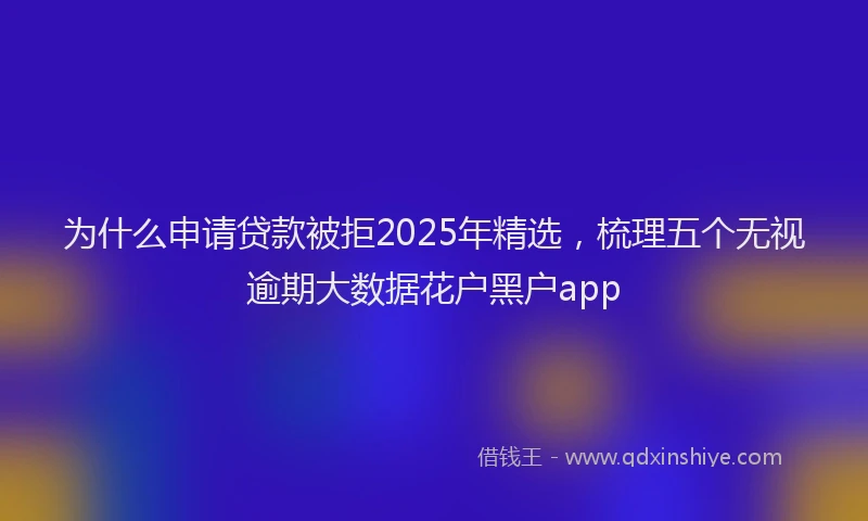 为什么申请贷款被拒2025年精选，梳理五个无视逾期大数据花户黑户app