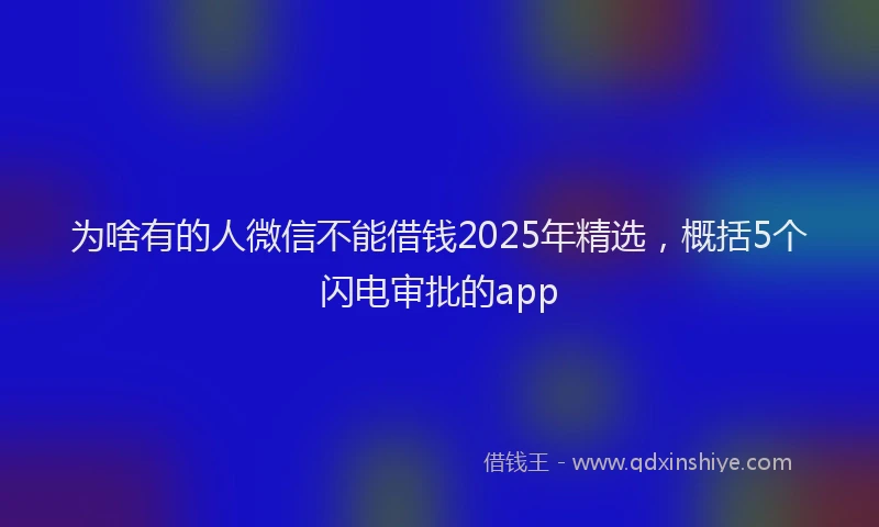 为啥有的人微信不能借钱2025年精选，概括5个闪电审批的app