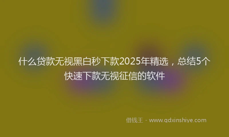 什么贷款无视黑白秒下款2025年精选，总结5个快速下款无视征信的软件