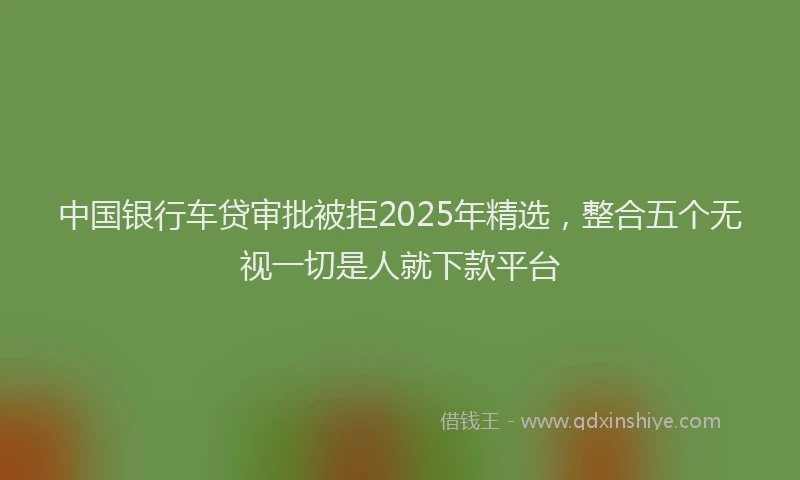 中国银行车贷审批被拒2025年精选，整合五个无视一切是人就下款平台