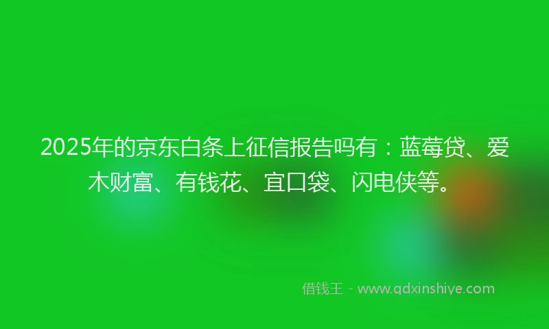 2025年的京东白条上征信报告吗有：蓝莓贷、爱木财富、有钱花、宜口袋、闪电侠等。