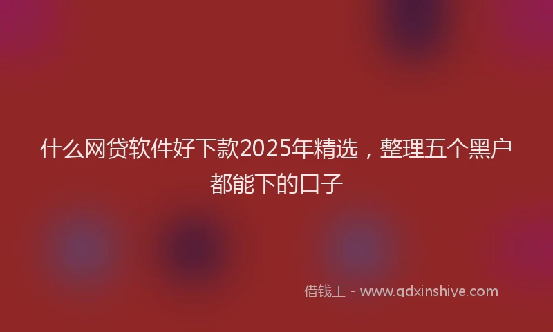 什么网贷软件好下款2025年精选，整理五个黑户都能下的口子
