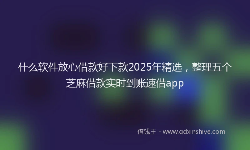 什么软件放心借款好下款2025年精选，整理五个芝麻借款实时到账速借app