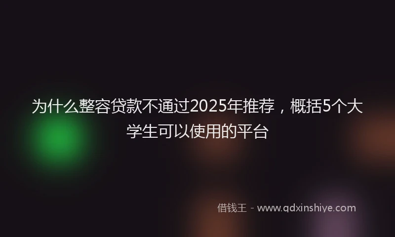 为什么整容贷款不通过2025年推荐，概括5个大学生可以使用的平台
