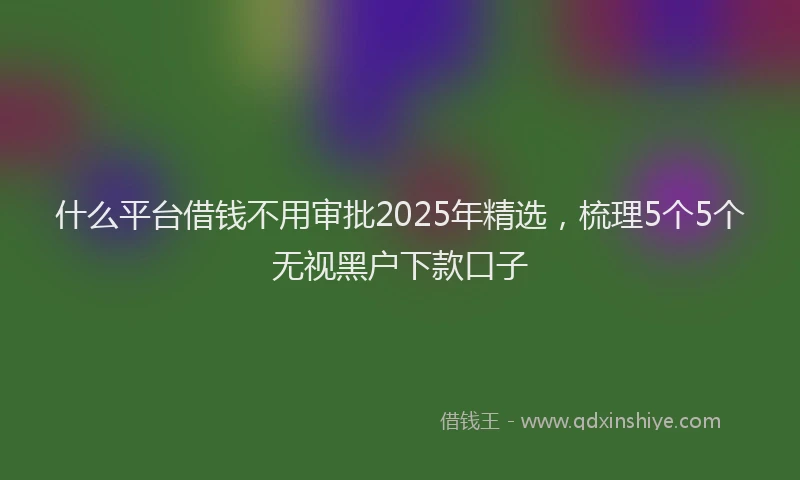 什么平台借钱不用审批2025年精选，梳理5个5个无视黑户下款口子