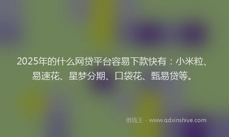 2025年的什么网贷平台容易下款快有：小米粒、易速花、星梦分期、口袋花、甄易贷等。