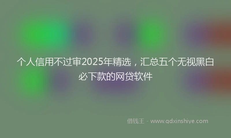 个人信用不过审2025年精选，汇总五个无视黑白必下款的网贷软件