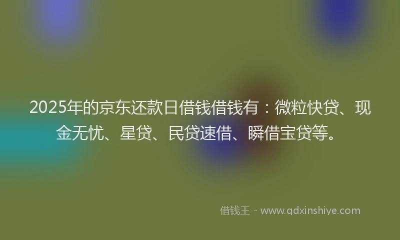 2025年的京东还款日借钱借钱有：微粒快贷、现金无忧、星贷、民贷速借、瞬借宝贷等。