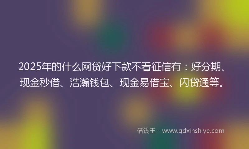 2025年的什么网贷好下款不看征信有：好分期、现金秒借、浩瀚钱包、现金易借宝、闪贷通等。