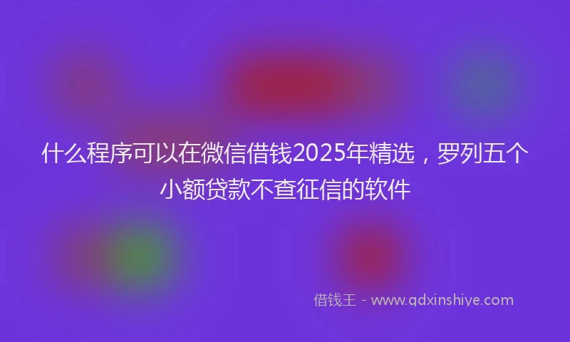 什么程序可以在微信借钱2025年精选，罗列五个小额贷款不查征信的软件