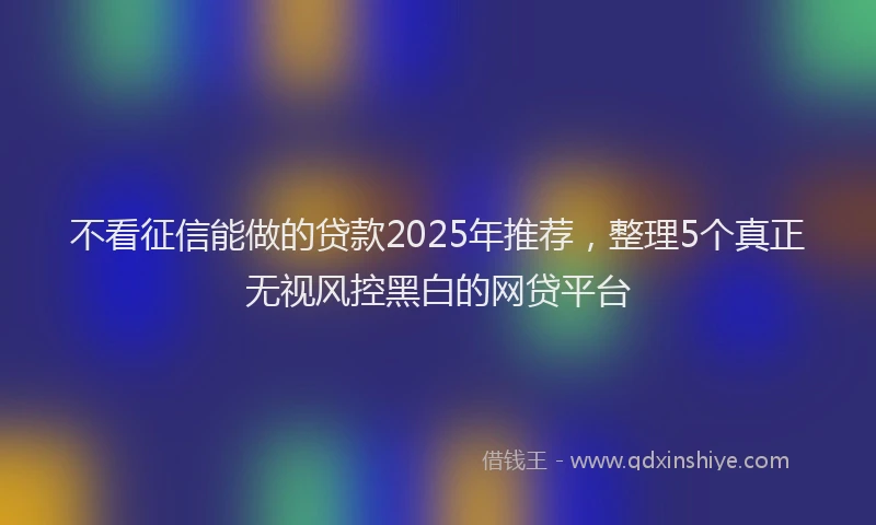 不看征信能做的贷款2025年推荐，整理5个真正无视风控黑白的网贷平台