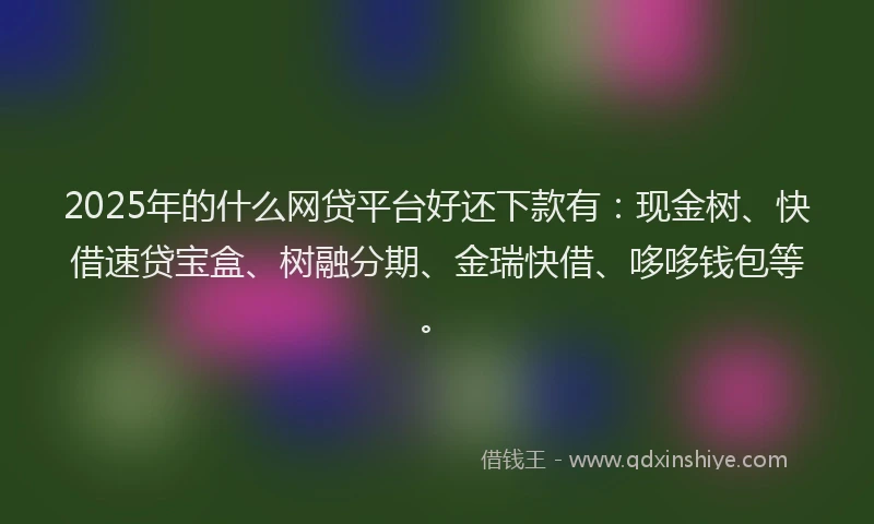 2025年的什么网贷平台好还下款有：现金树、快借速贷宝盒、树融分期、金瑞快借、哆哆钱包等。