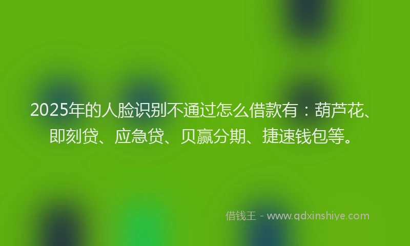 2025年的人脸识别不通过怎么借款有：葫芦花、即刻贷、应急贷、贝赢分期、捷速钱包等。