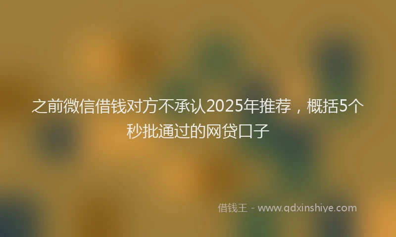 之前微信借钱对方不承认2025年推荐，概括5个秒批通过的网贷口子