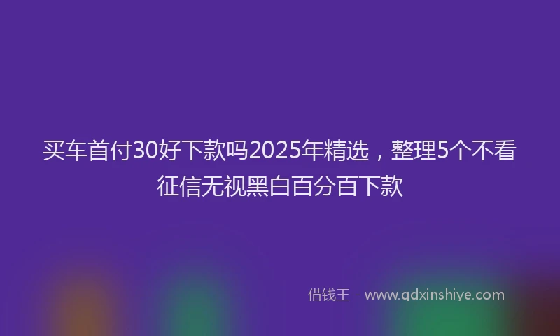 买车首付30好下款吗2025年精选，整理5个不看征信无视黑白百分百下款