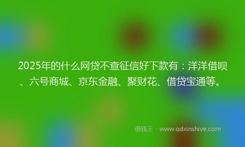 2025年的什么网贷不查征信好下款有：洋洋借呗、六号商城、京东金融、聚财花、借贷宝通等。