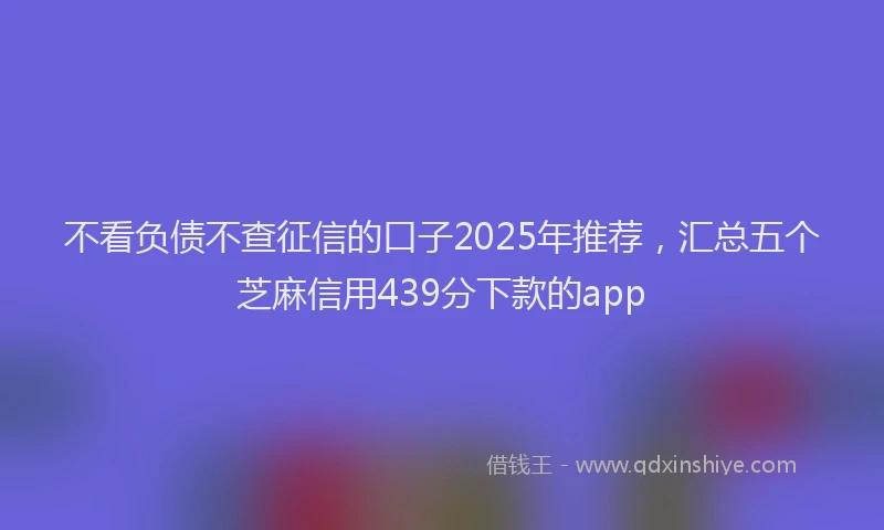 不看负债不查征信的口子2025年推荐，汇总五个芝麻信用439分下款的app
