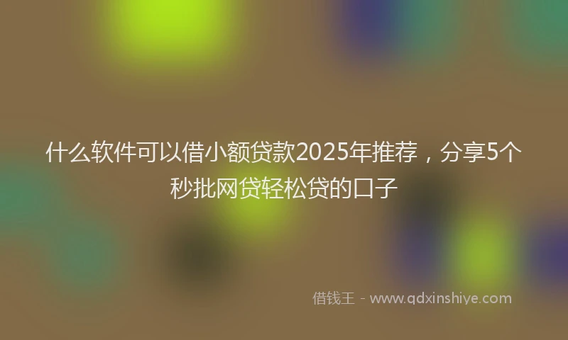 什么软件可以借小额贷款2025年推荐，分享5个秒批网贷轻松贷的口子