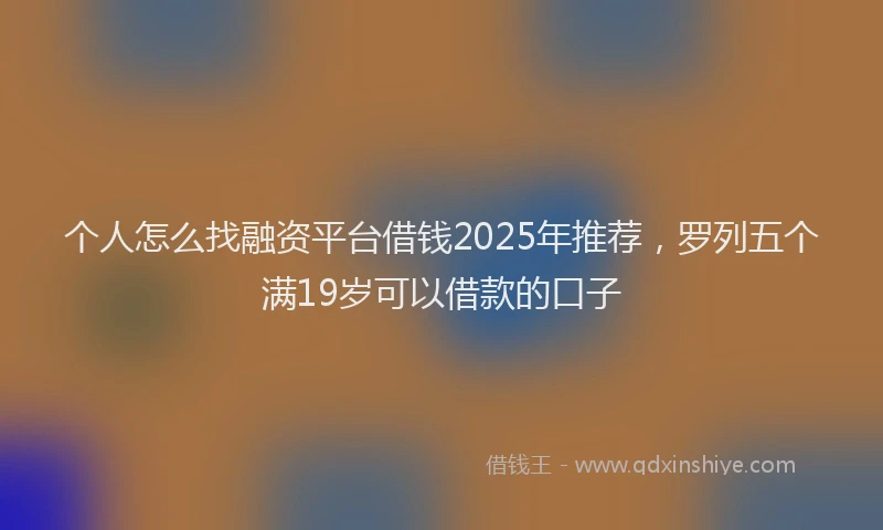 个人怎么找融资平台借钱2025年推荐，罗列五个满19岁可以借款的口子