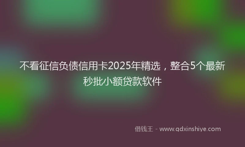 不看征信负债信用卡2025年精选，整合5个最新秒批小额贷款软件