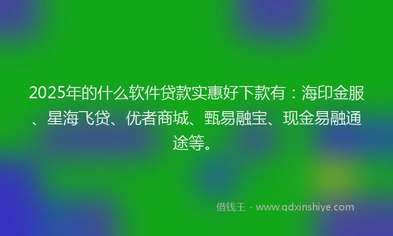 2025年的什么软件贷款实惠好下款有：海印金服、星海飞贷、优者商城、甄易融宝、现金易融通途等。