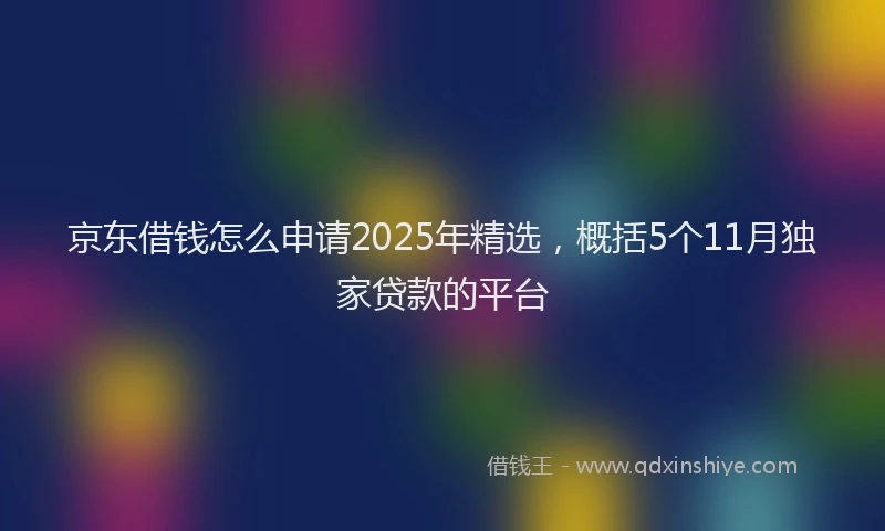 京东借钱怎么申请2025年精选，概括5个11月独家贷款的平台