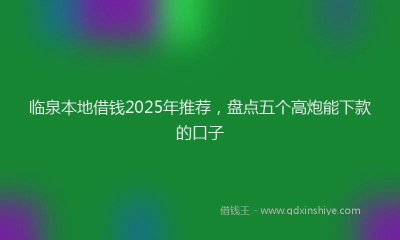 临泉本地借钱2025年推荐，盘点五个高炮能下款的口子