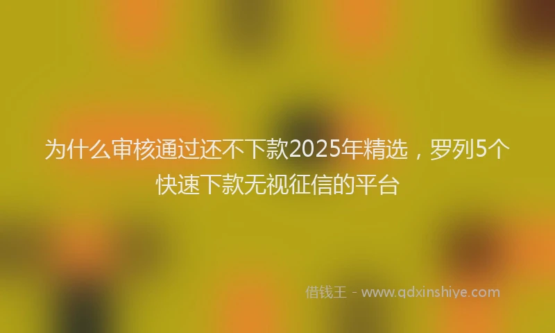 为什么审核通过还不下款2025年精选，罗列5个快速下款无视征信的平台