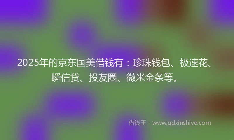 2025年的京东国美借钱有：珍珠钱包、极速花、瞬信贷、投友圈、微米金条等。