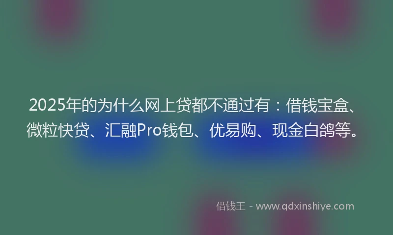 2025年的为什么网上贷都不通过有：借钱宝盒、微粒快贷、汇融Pro钱包、优易购、现金白鸽等。